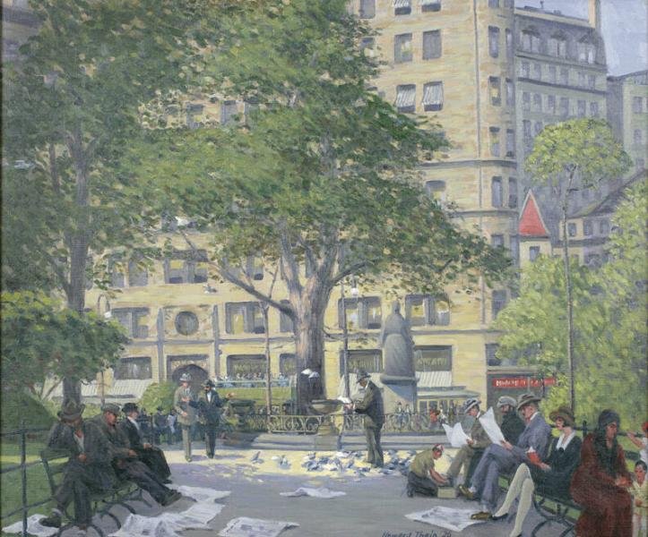 Historic view of Madison Square in New York City in 1970 with vintage buildings and street activity