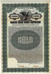 Specimen of a Gold Loan certificate from Madison Square Corp. dated May 1, 1925
