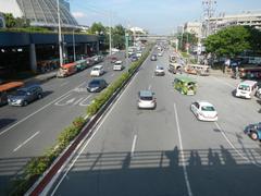 North Avenue interchange with EDSA in Quezon City showing traffic and nearby buildings