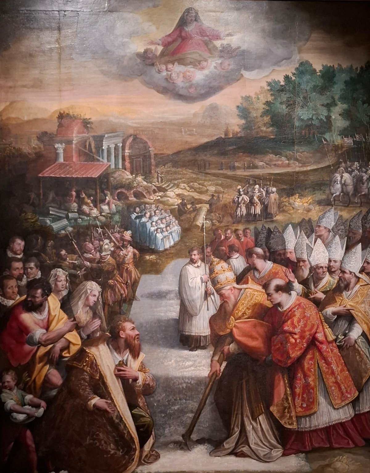 Painting of The Miracle of the Snow by Jacopo Zucchi, circa 1580, depicting a snowy scene with figures and divine elements