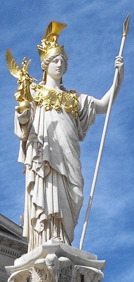 Athena statue at the Austrian Parliament Building in Vienna, Austria