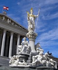 Austrian Parliament Building in Vienna with Athena statue on top