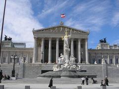 Austrian Parliament Building in Vienna Austria with historic architecture