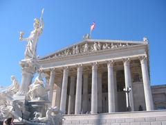 Austrian Parliament Building in Vienna, Austria on a clear day