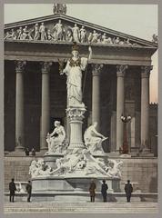 Pallas Athena fountain with Minerva statue in front of Austrian Parliament Vienna