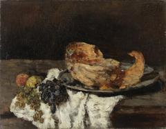 Still life painting of pumpkin slices by Carl Schuch