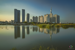 Landmark81 skyscraper in Ho Chi Minh City at sunset