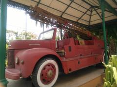 Red fire tender vehicle parked outdoors