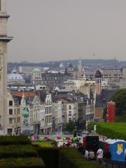 Summer view of Brussels city with historic buildings and greenery