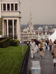 Brussels cityscape in summer with historic buildings and clear blue sky