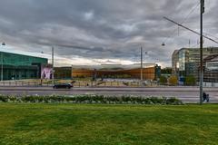Exterior view of Helsinki Central Library Oodi with modern architectural design