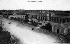 Historical panoramic view of Rennes train station in 1900