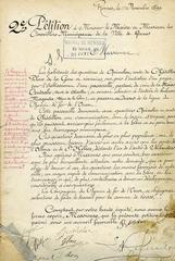 Historical petition document from the inhabitants of the southern neighborhoods of Rennes in 1899