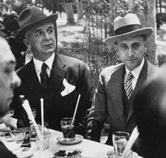 Spanish statesmen Augusto Barcia Trelles and Santiago Casares Quiroga at Buen Retiro Park in 1936