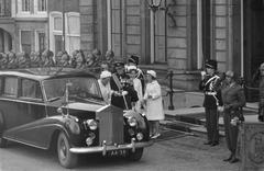 Queen Wilhelmina and Prince Bernhard leaving Lange Voorhout Palace after the interment ceremony on December 8, 1962