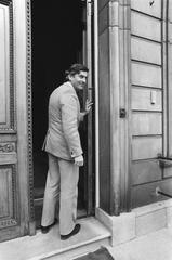 CDA faction leader Ruud Lubbers at Paleis Lange Voorhout in The Hague during a meeting with Queen Beatrix on October 16, 1981