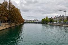 Bahnhofbrücke bridge in Zürich viewed from Walchebrücke during daytime
