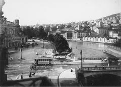 historic Bahnhofbrücke Neumühle bridge in Zürich Switzerland circa 1910
