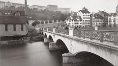 Bahnhofbrücke over the Limmat River in Zurich around 1870, constructed under Arnold Bürkli's supervision