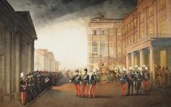 Parade in front of Anichkov Palace Petersburg 1870 by Mihaly von Zichy