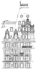 Diagram of the Martinique Hotel upper part showing 32nd Street elevation in New York City