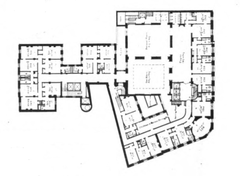 Second floor plan of Hotel Martinique in 1911 showing layout and room arrangement