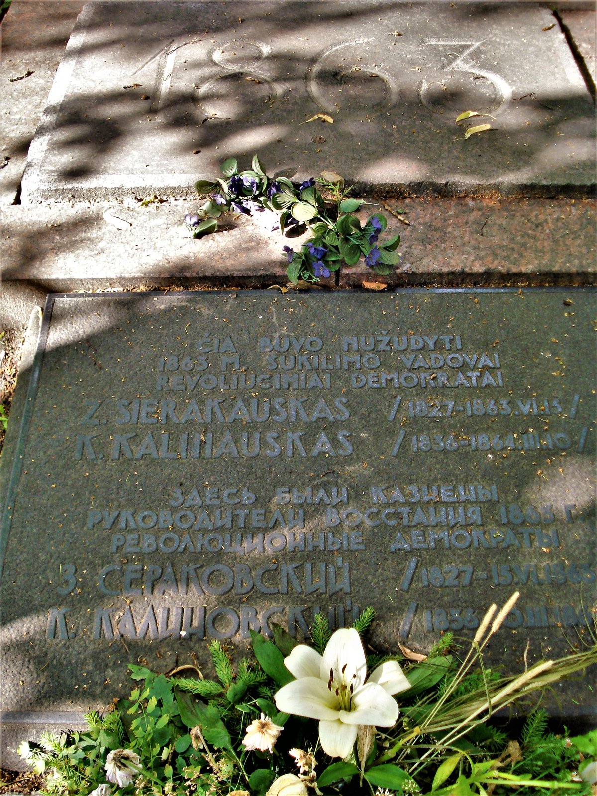 Memorial tablet commemorating Kastus Kalinouski and Zygmunt Sierakowski execution in Lukiškės Square Vilnius