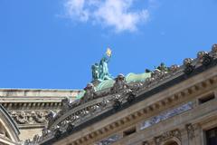 Scenic view of Opera House in Paris, France under blue sky