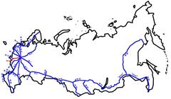 Map showing the M3 highway in the CIS road network