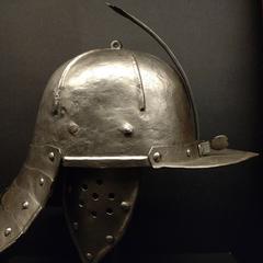 17th century Pappenheimer helmet made of metal with decorative features