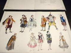 Historical costume design from a private theatre at Chateau Nové Hrady, featuring characters from a noble family's drama performance