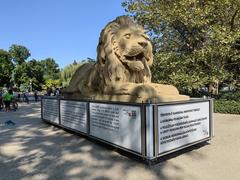 Lego lion sculpture on Margaret Island, Budapest