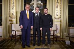 Trilateral meeting in Paris between Ukrainian President Volodymyr Zelenskyy, French President Emmanuel Macron, and U.S. President-elect Donald Trump