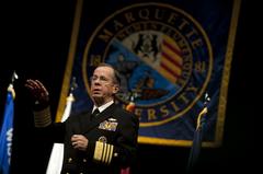 Chairman of the Joint Chiefs of Staff Adm. Mike Mullen delivering remarks at Marquette University Milwaukee Wisconsin April 5 2011