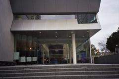 North main entrance of Yerba Buena Center for the Arts in San Francisco at early twilight