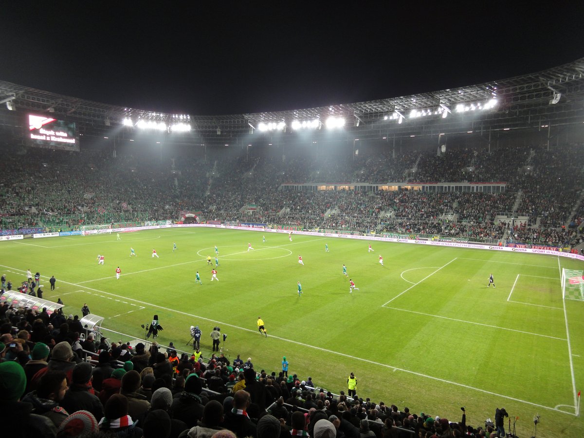Soccer match between WKS Śląsk and Wisła Kraków at Stadium Miejski in Wrocław