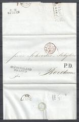 Russia stampless folded letter to France with St. Petersburg postmark dated 25 March 1849