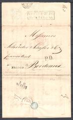 Stampless folded letter from St. Petersburg to France dated January 24, 1848 with various postal markings and transit postmarks