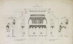 Architectural cross-section of the Panthéon in Paris showing structural lines and entrance door details