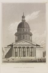 Exterior view of the Panthéon in Paris with blue sky