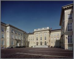 Rear view of Noordeinde Palace exterior in The Hague, South Holland, showing the architectural features of the royal house palace