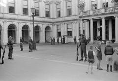 Ceremonial changing of the guard by Princess Irene Brigade soldiers at Noordeinde Palace