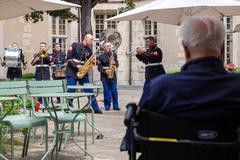 U.S. Marines of the 2d Marine Division Band performing at Les Invalides in Paris