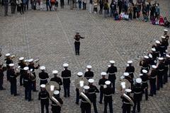 U.S. Marines of the 2d Marine Division Band performing at Les Invalides in Paris