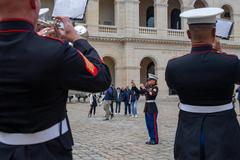 U.S. Marine Corps Gunnery Sgt. Anna Henrickson conducting 2d Marine Division Band at Les Invalides Paris 2022
