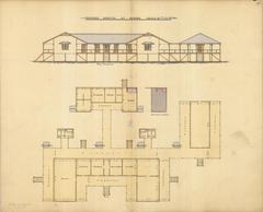 Architectural drawing of the proposed hospital building in Cairns from 1884