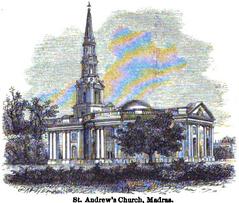 St. Andrew's Church in Madras, historic 1871 illustration by MacLeod