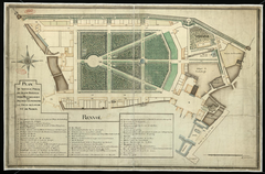 Historical map of the Royal Square and Park in Brussels by Joachim Zinner, 1780
