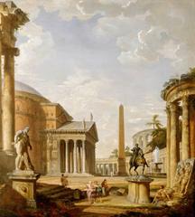 Roman landscape featuring the Pantheon and classical ruins in a picturesque setting