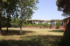 Palaestra of Pompeii ancient gymnasium courtyard with stone walls and columns